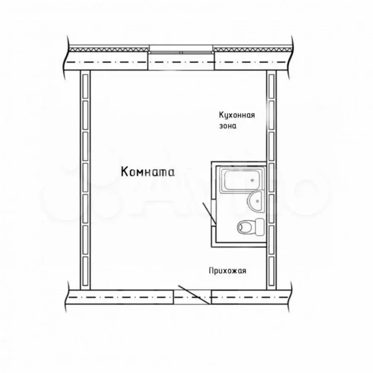 Квартира-студия, 28,1 м, 1/3 эт. - Фото 0
