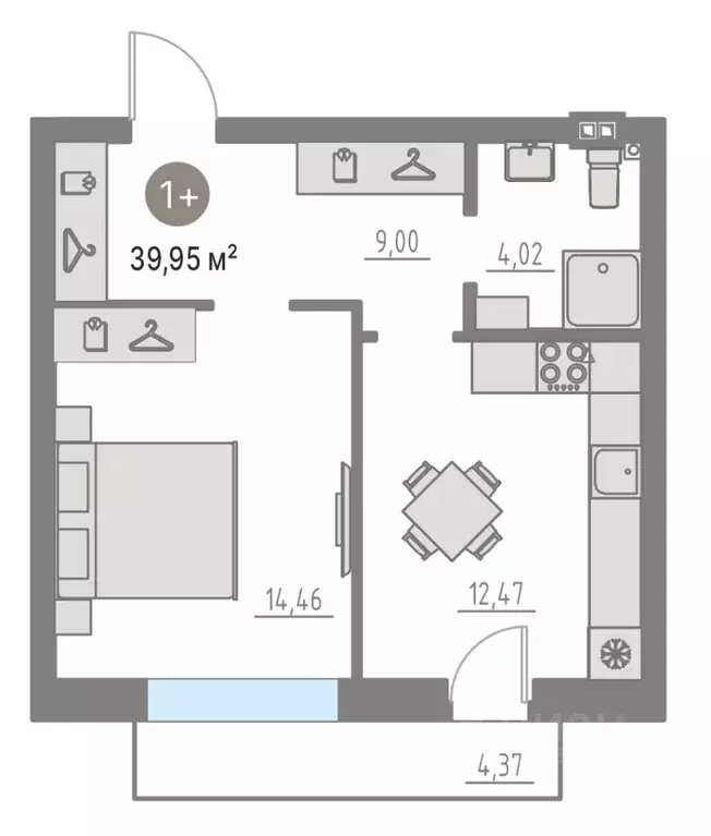1-к кв. Тюменская область, Тюменский муниципальный округ, с. Кулаково ... - Фото 1