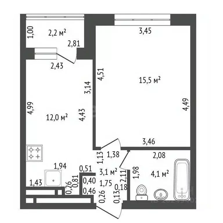1-к кв. Башкортостан, Уфа ул. Бородинская, 19/1 (35.6 м) - Фото 2