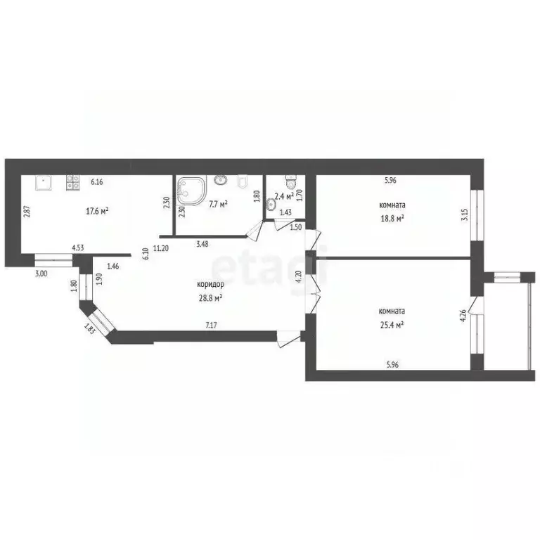 2-к кв. Тамбовская область, Тамбов Андреевская ул., 86 (100.7 м) - Фото 1