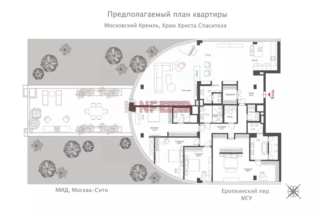 5-к кв. Москва Еропкинский пер., 16 (350.3 м) - Фото 2