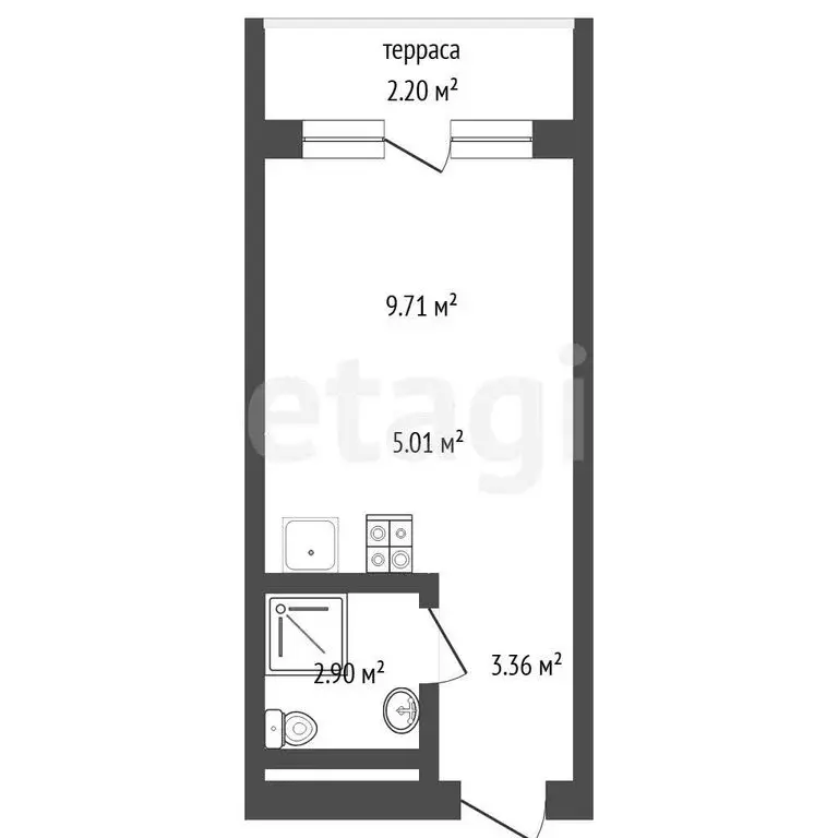 Квартира-студия: Тюмень, Причальная улица, 7 (18.4 м) - Фото 1