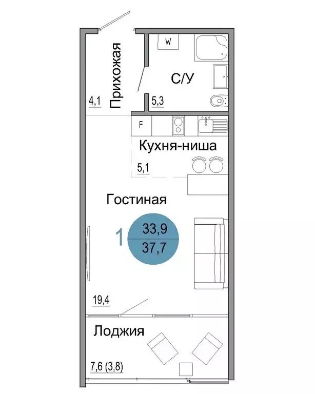 1-комнатная квартира: Керчь, ул. Колхозная (37.7 м) - Фото 0