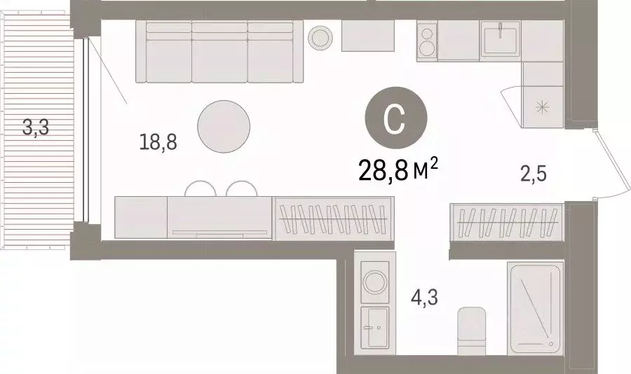 Студия Липецкая область, Липецк пл. Петра Великого, 1 (28.79 м) - Фото 0