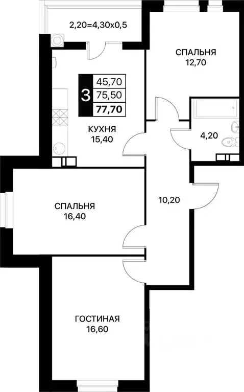 3-к кв. Ростовская область, Ростов-на-Дону ул. Вересаева, 92 (77.7 м) - Фото 0