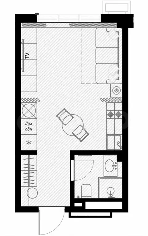 Квартира-студия, 25,3 м, 5/7 эт. - Фото 1