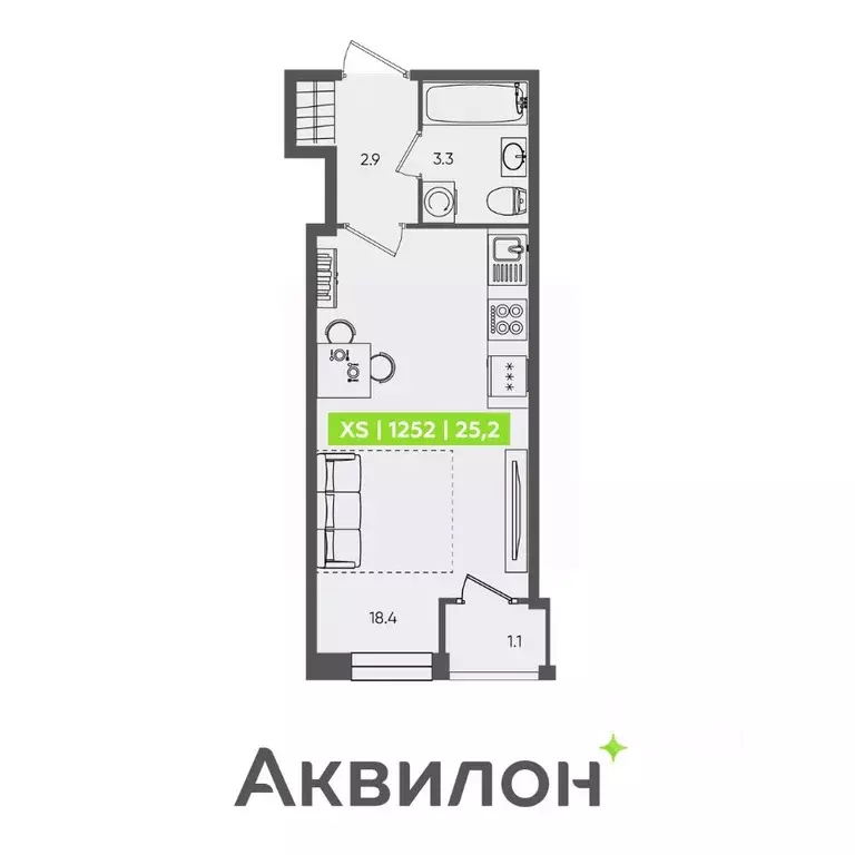 Студия Санкт-Петербург Планерная ул., 87к1 (25.2 м) - Фото 0