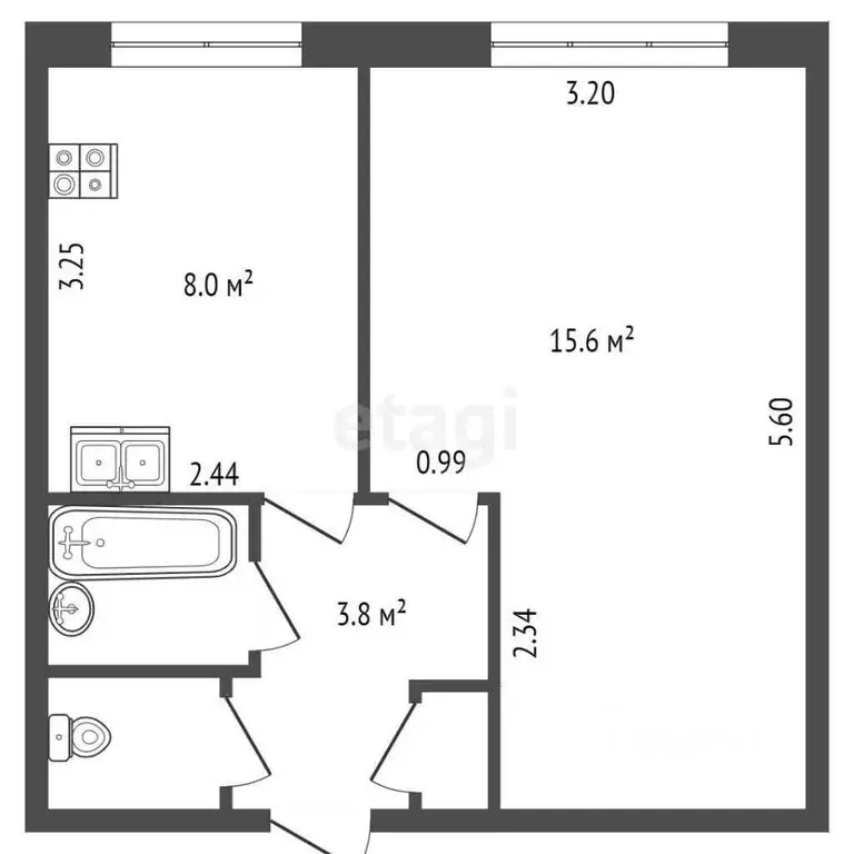 1-к кв. Санкт-Петербург ул. Петра Смородина, 20 (31.0 м) - Фото 1