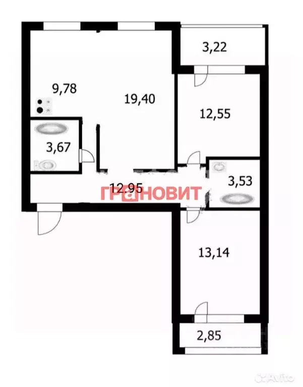 3-к кв. Новосибирская область, Новосибирск ул. Виктора Уса, 1/1 (75.0 ... - Фото 0