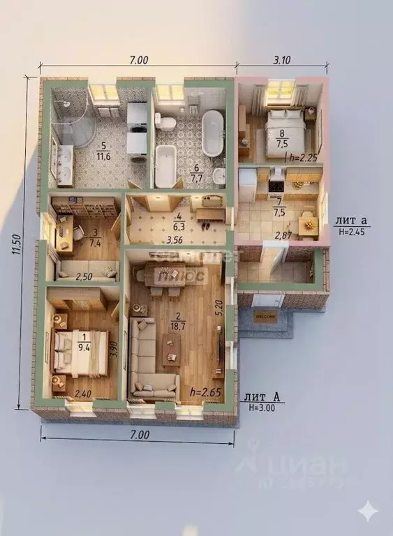 Дом в Омская область, Черлак рп ул. Зеленая, 78 (61 м) - Фото 2