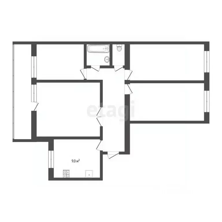 4-к кв. Тюменская область, Тюмень Ямская ул., 76 (73.5 м) - Фото 2