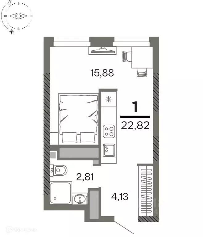 1-к кв. Рязанская область, Рязань Олимпийский городок мкр, 10 (22.82 ... - Фото 1