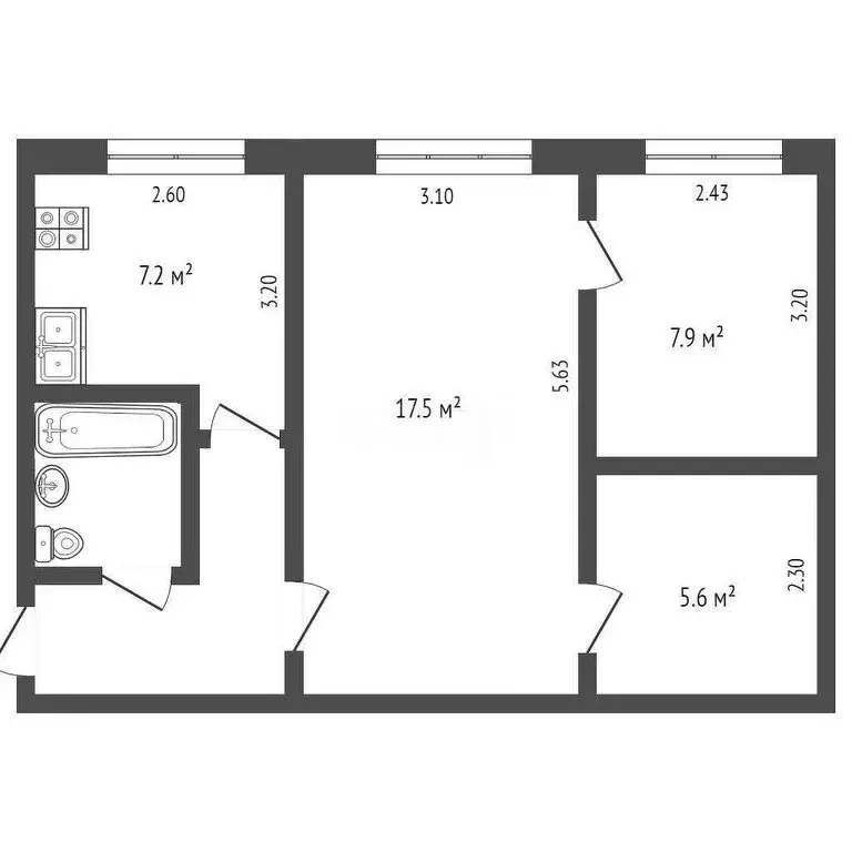 2-комнатная квартира: Омск, улица Фёдора Крылова, 8 (45.3 м) - Фото 0