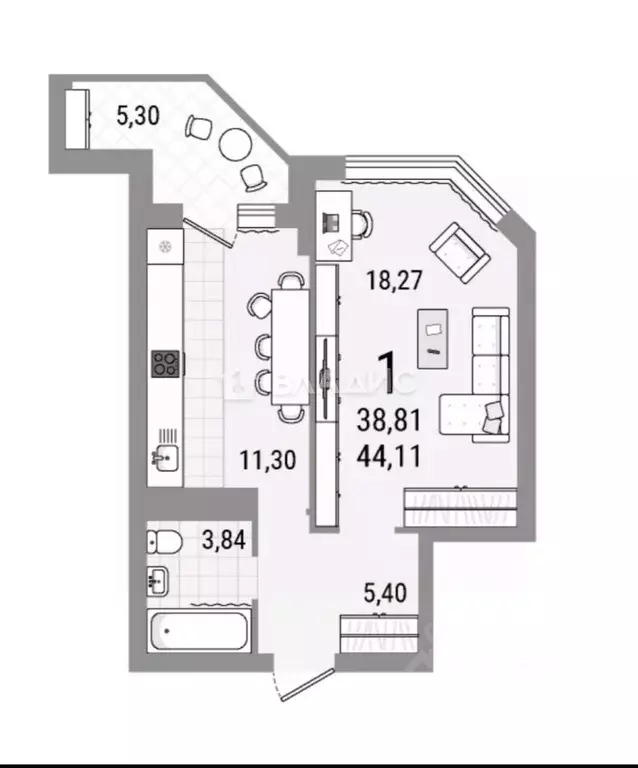 1-к кв. Саратовская область, Балаково Комсомольская ул., 65 (37.5 м) - Фото 0