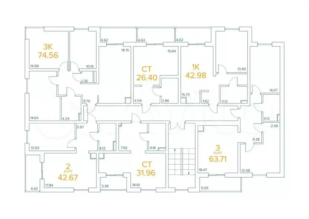 1-к. квартира, 26,4 м, 3/4 эт. - Фото 1