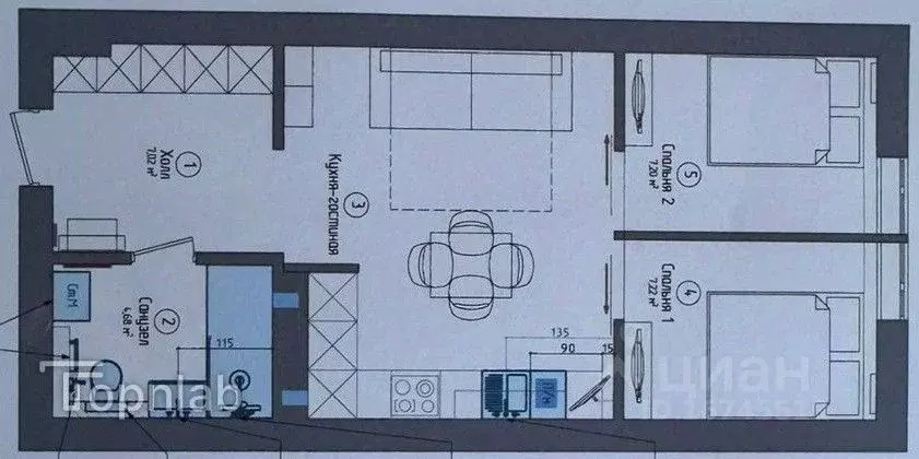 2-к кв. Калининградская область, Светлогорск ул. Ленина, 12 (51.0 м) - Фото 2