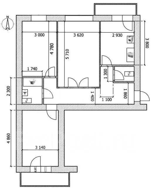 3-комнатная квартира: Узловая, улица Трегубова, 34 (68.9 м) - Фото 0