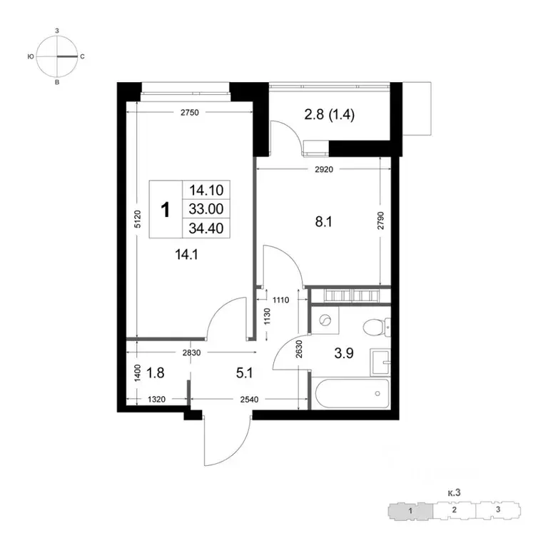 1-к кв. Московская область, Люберцы городской округ, Красково пгт, ... - Фото 1