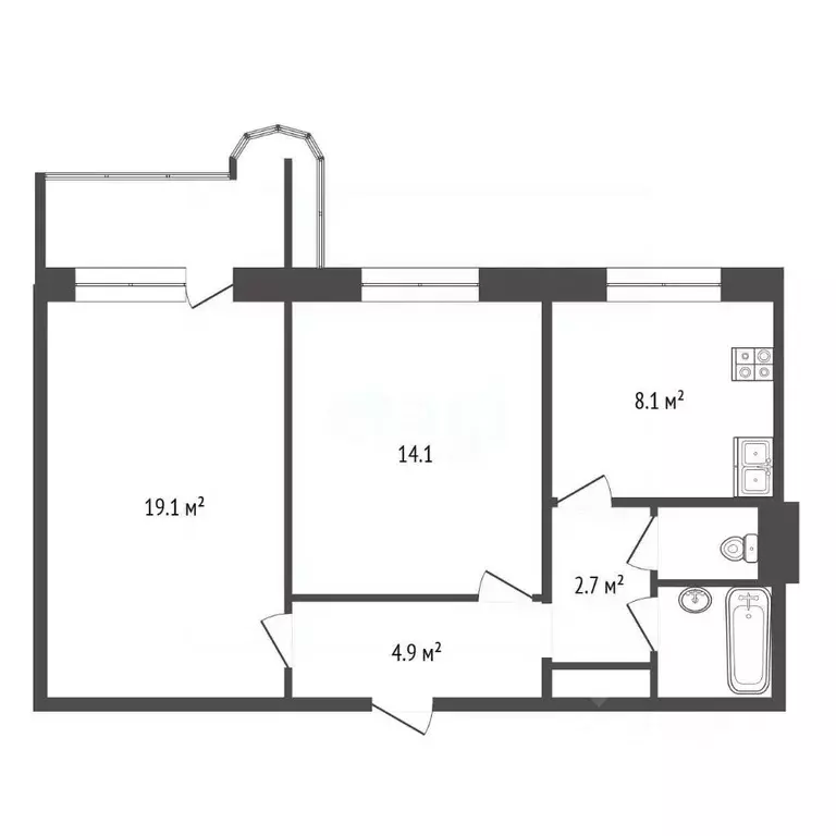 2-к кв. Самарская область, Самара ул. 22-го Партсъезда, 227 (57.0 м) - Фото 2