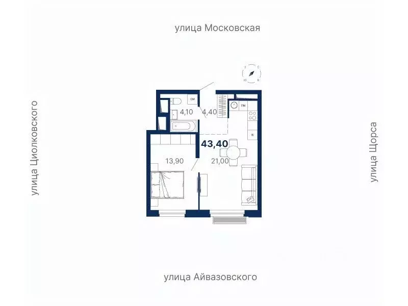 1-к кв. Свердловская область, Екатеринбург ул. Московская, 249/2 (43.4 ... - Фото 0