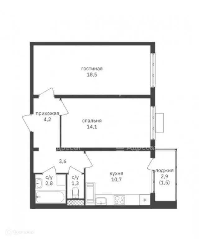 Продаётся 2-к квартира, 58.1 м - Фото 1