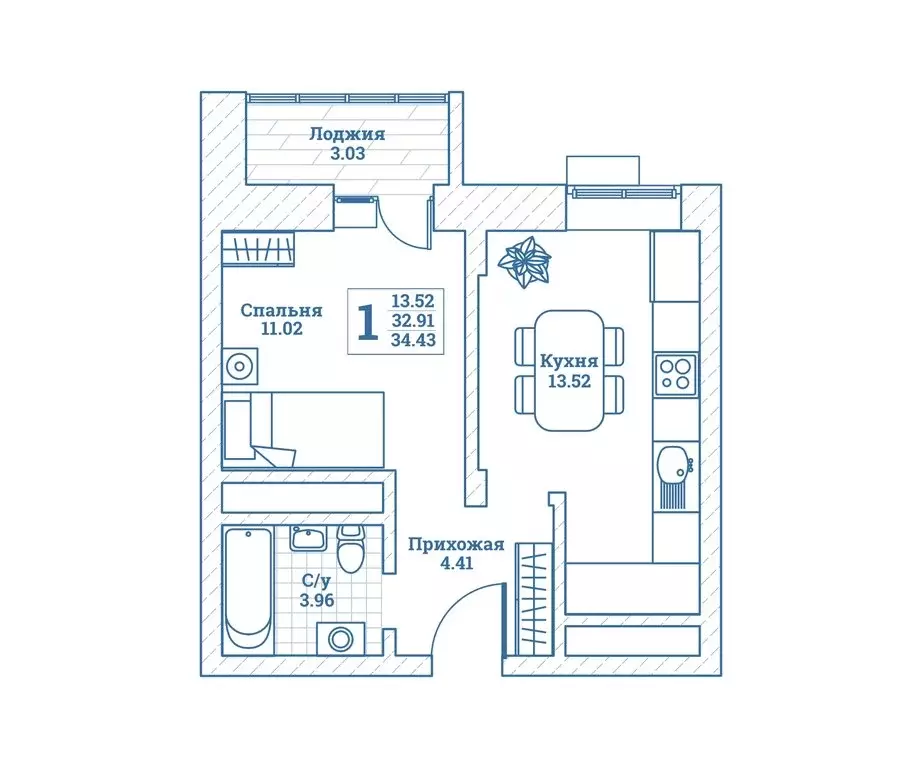 1-комнатная квартира: посёлок городского типа Монино, улица Генерала ... - Фото 1