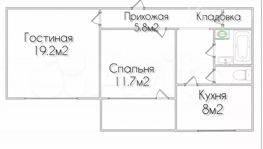 2-к. квартира, 54,2 м, 10/10 эт. - Фото 0
