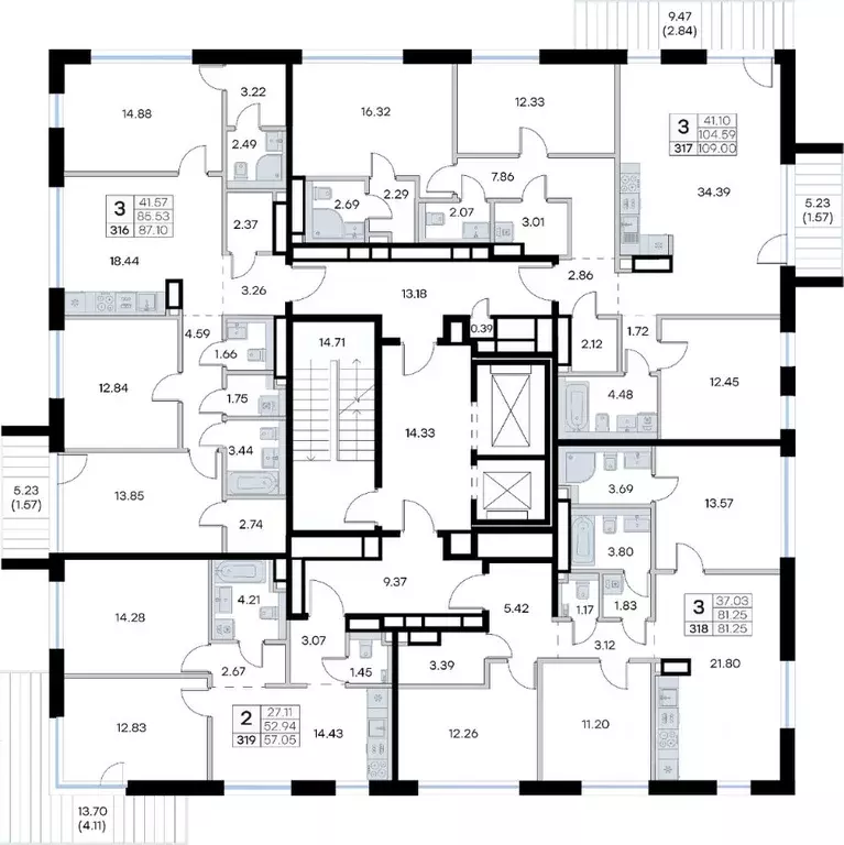 3-к кв. Татарстан, Казань Глоракс Премиум Экосити жилой комплекс (87.1 ... - Фото 1