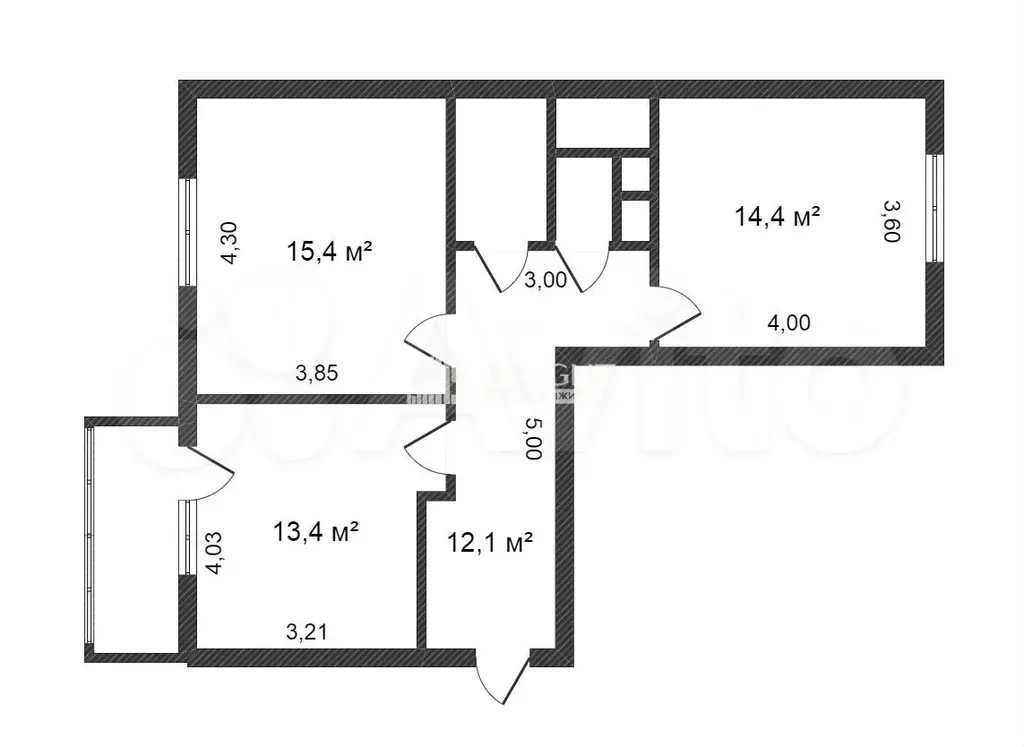2-к. квартира, 45,4 м, 5/9 эт. - Фото 0
