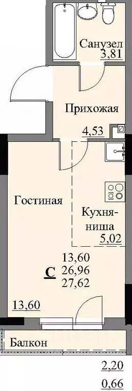 Студия Удмуртия, Ижевск Автопроизводство жилрайон, 3-й мкр, Арден на ... - Фото 0