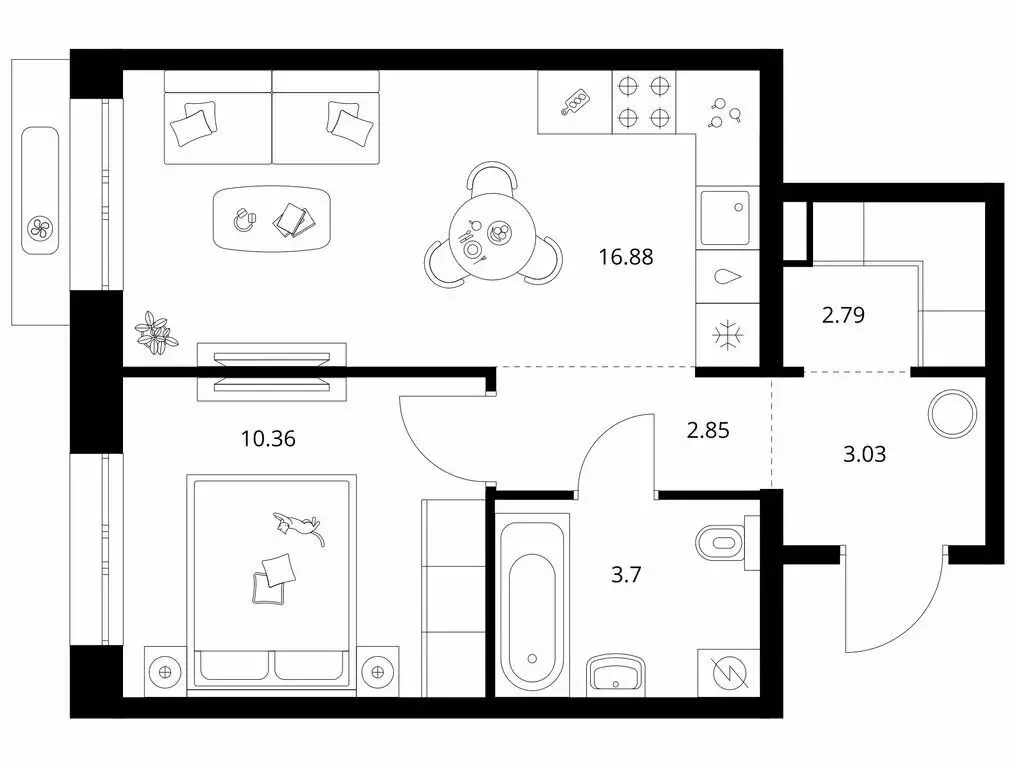 1-комнатная квартира: Улан-Удэ, улица Шмидта (39.61 м) - Фото 1