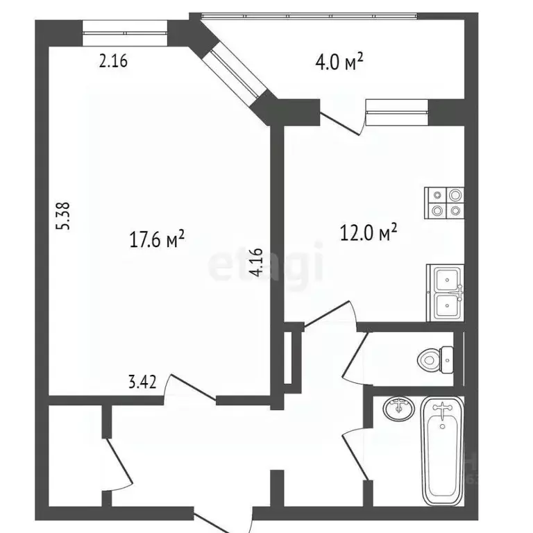 1-к кв. Ханты-Мансийский АО, Сургут Геологическая ул., 22 (40.2 м) - Фото 1