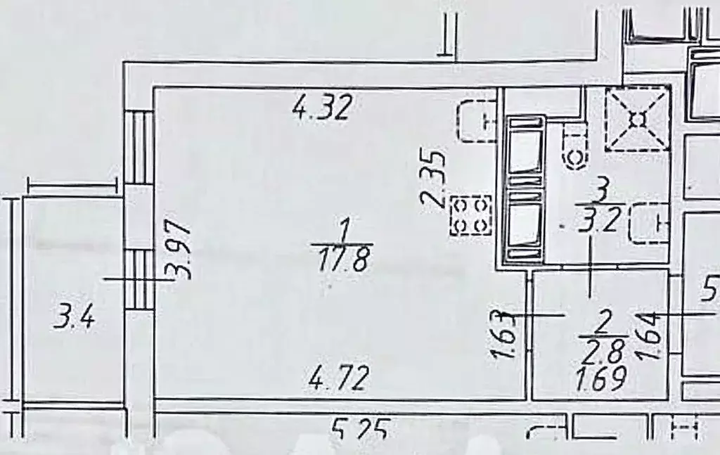 Студия Санкт-Петербург аллея Арцеуловская, 21 (23.8 м) - Фото 2