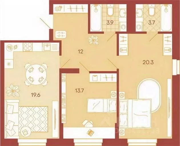 3-к кв. Пензенская область, Пенза ул. Минская, 25 (73.2 м) - Фото 0