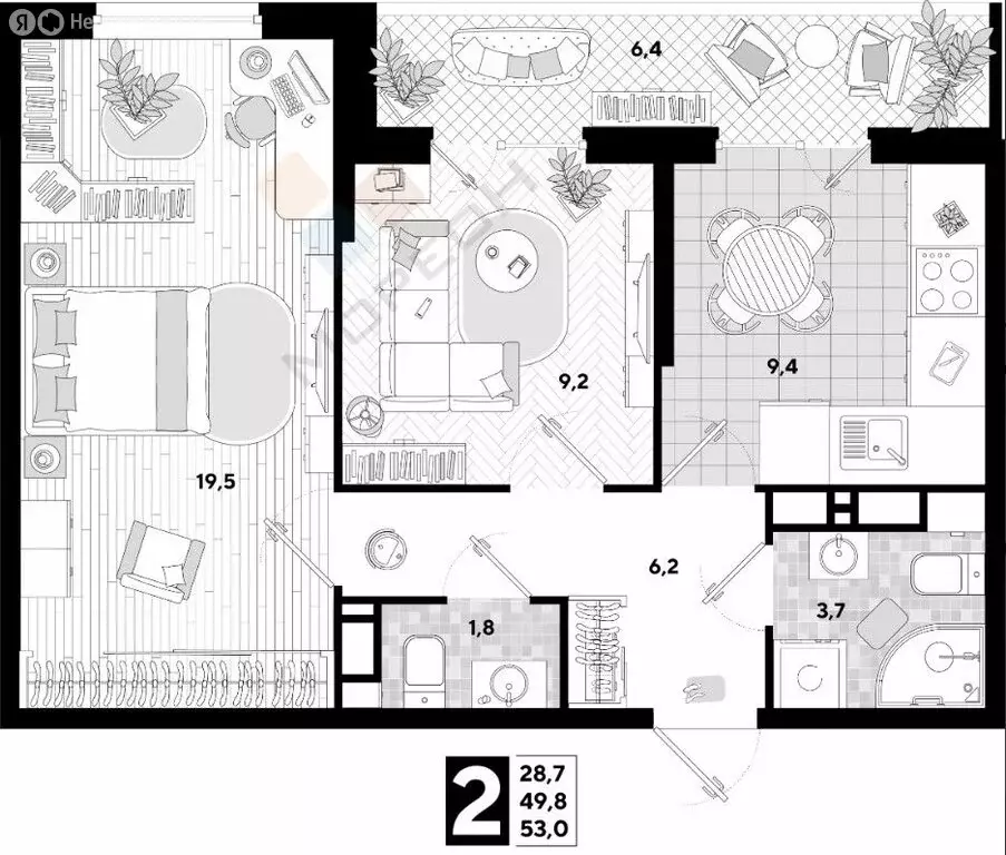 2-комнатная квартира: Краснодар, улица Западный Обход, 57 (49.9 м) - Фото 0