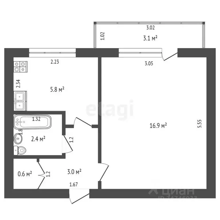 1-к кв. Крым, Красноперекопск 10-й мкр, 2 (29.6 м) - Фото 2