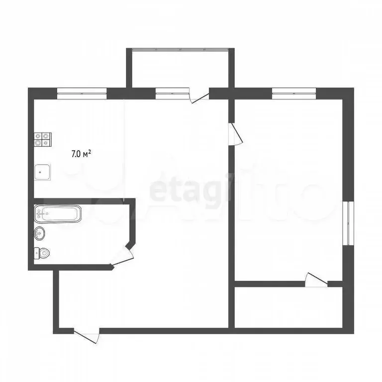 2-к. квартира, 42,5 м, 5/5 эт. - Фото 0