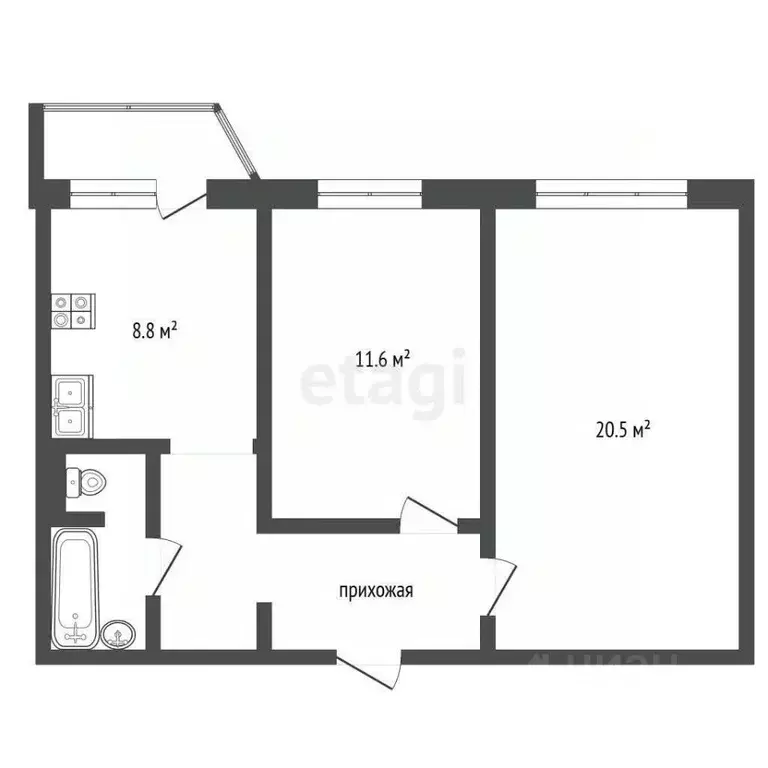 2-к кв. Красноярский край, Норильск Рудная ул., 19к2 (52.9 м) - Фото 2