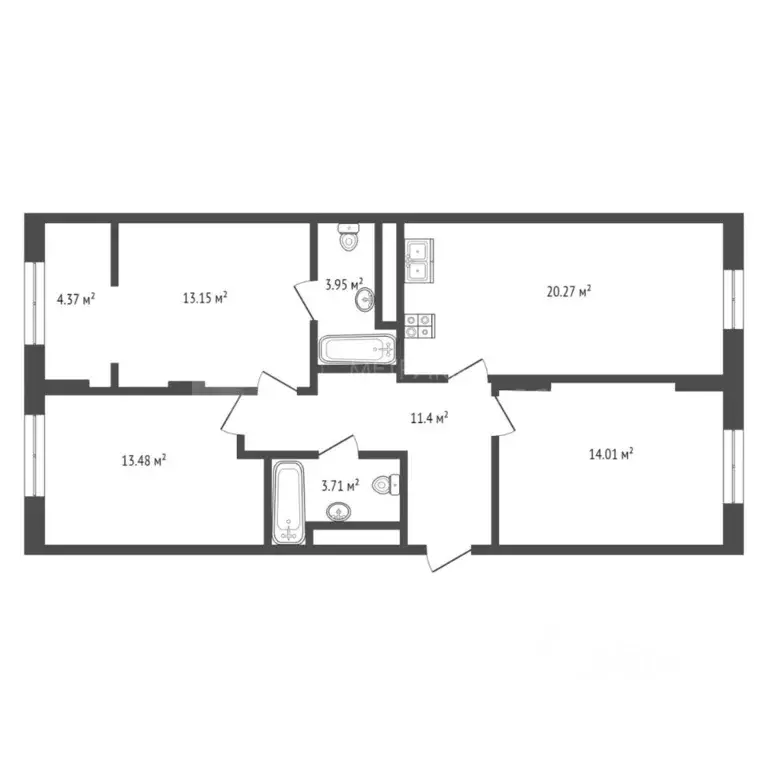 3-к кв. Тюменская область, Тюмень ул. Тимофея Кармацкого, 3 (80.0 м) - Фото 2