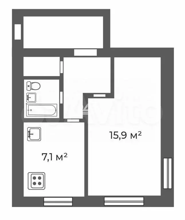 1-к. квартира, 30,1 м, 9/9 эт. - Фото 0