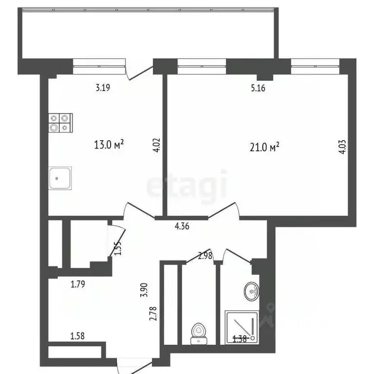 1-к кв. Тюменская область, Тюмень бул. Бориса Щербины, 22 (51.9 м) - Фото 0