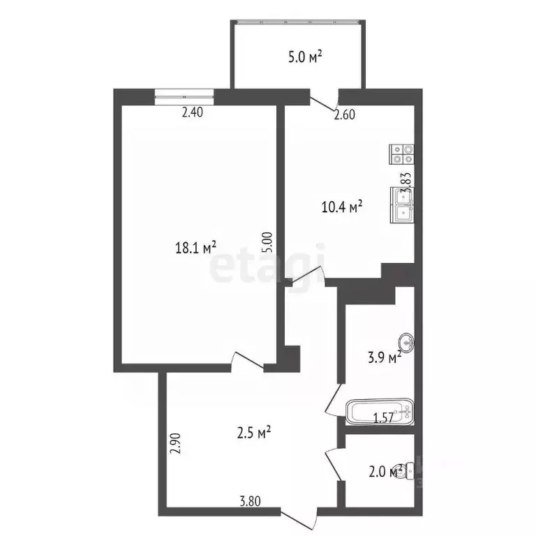 1-к кв. Ростовская область, Аксай ул. Мира, 1 (47.5 м) - Фото 1