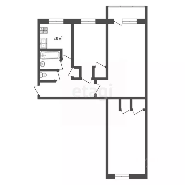 3-к кв. Челябинская область, Челябинск Новороссийская ул., 18 (59.0 м) - Фото 1