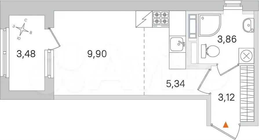 Квартира-студия, 24 м, 3/4 эт. - Фото 0