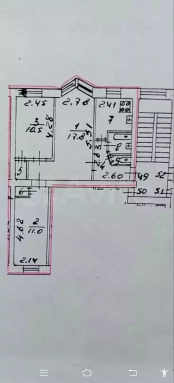 3-к. квартира, 53,6 м, 3/5 эт. - Фото 0