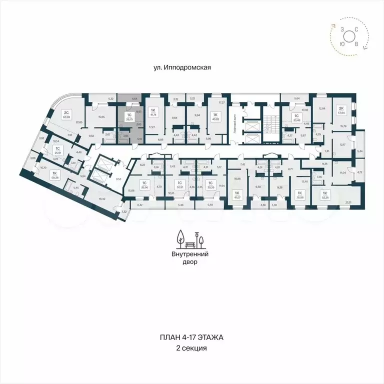 Квартира-студия, 26,8 м, 10/25 эт. - Фото 1