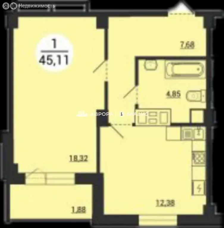1-комнатная квартира: Магнитогорск, проспект Ленина, 114/2 (45.11 м) - Фото 1