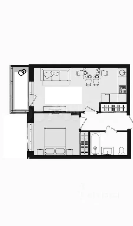 1-к кв. Тульская область, Тула Оборонная ул., 102В (44.0 м) - Фото 2