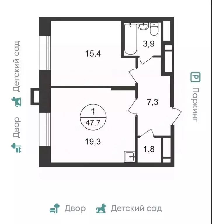 2-к кв. Москва, Москва, Московский г. ул. Лаптева, 7 (47.7 м) - Фото 2