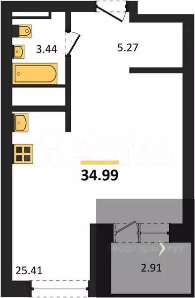 Квартира-студия, 35 м, 20/28 эт. - Фото 0